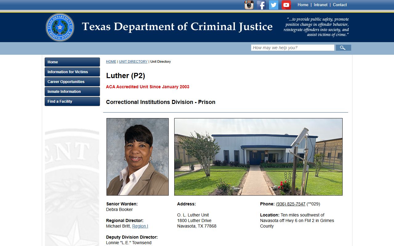 O. L. Luther Unit TDCJ inmate search and facility profile